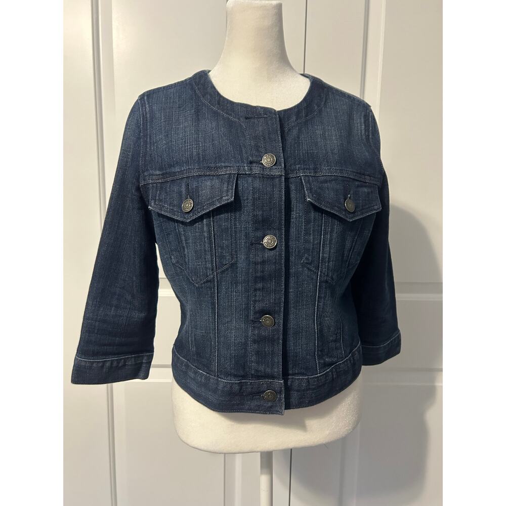 Old Navy Medium Wash Cropped Denim Jacket Medium Classic Button Front